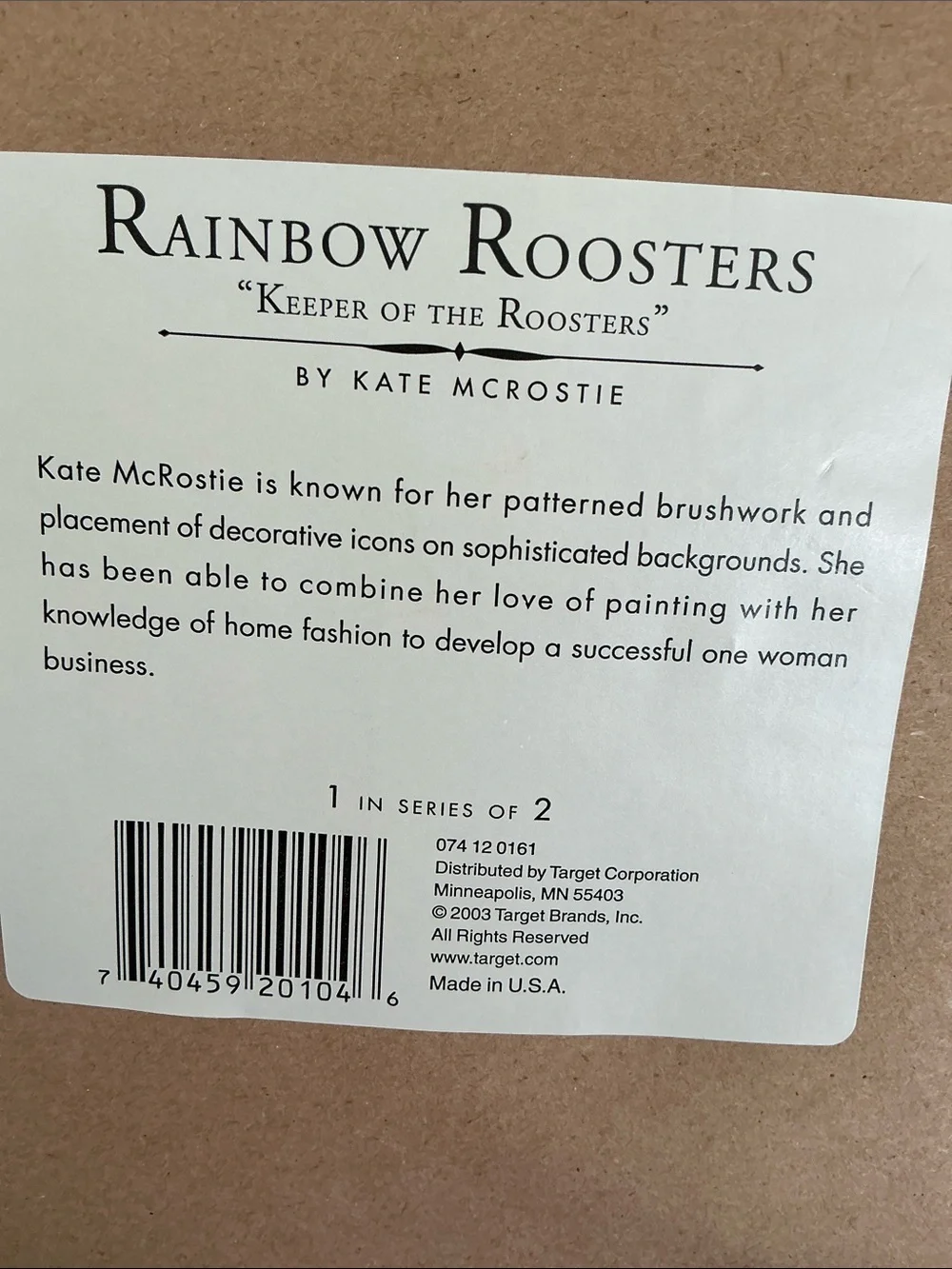 Kate McRostie Rustic Rainbow Rooster Wall Art in Brown,blue  and Cream - Framed